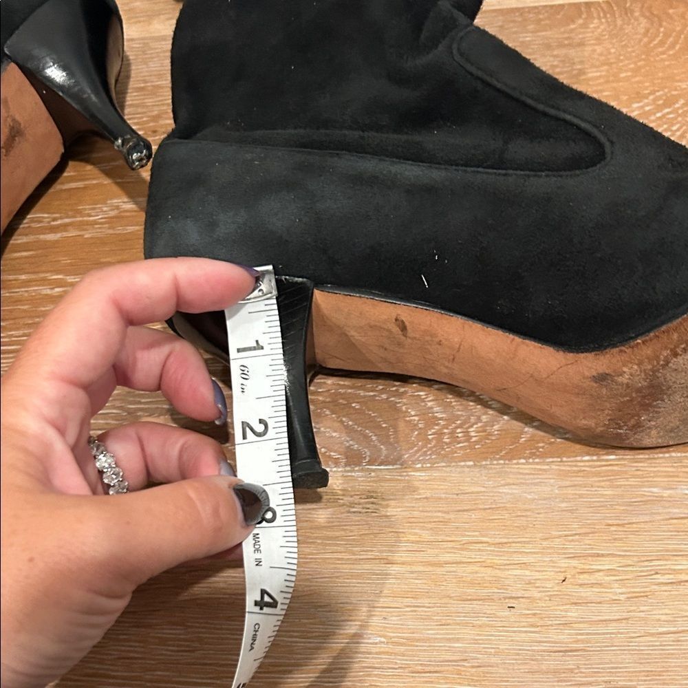 Cole Haan Black Knee Length pull on Suede Boots, Size 8 - Picture 9 of 13